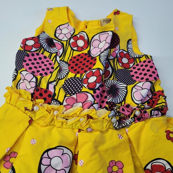 Bibz Kids‎ Yellow Floral Fit and Flare Dress Girls 4X Summer Outfit Lined - Picture 2 of 9